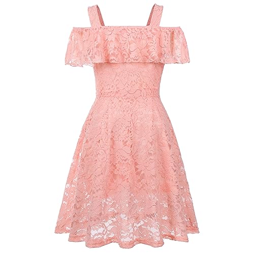 Girls Floral Lace Dress Easter Bridesmaid Vintage Formal Cocktail Party Swallowtail Swing Dresses 7-14 Years