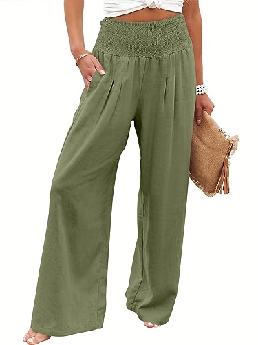ANRABESS Women Linen Palazzo Pants