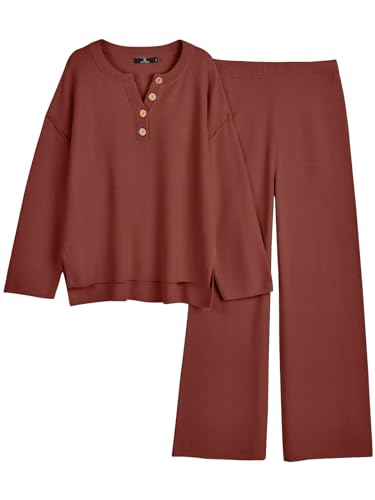 LILLUSORY Women's 2 Piece Lounge Sets Oversized Slouchy Matching Cozy Knit Sets