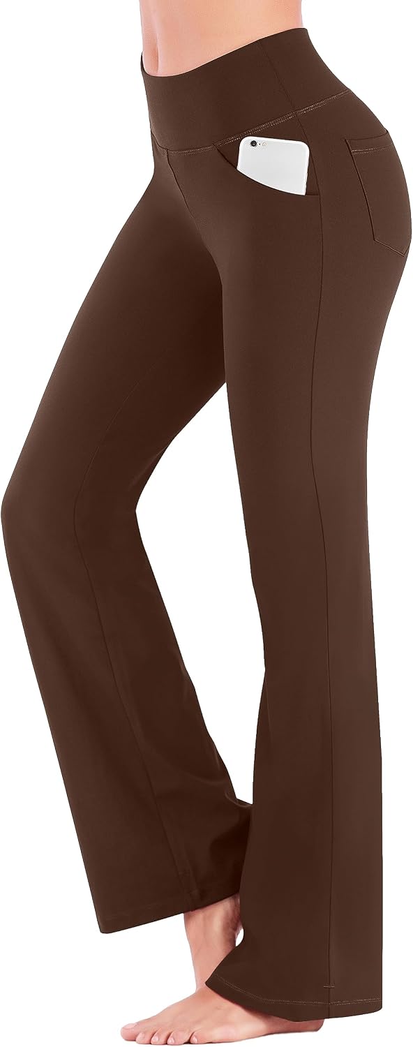 IUGA Yoga Pants Women Wide Leg High Waist Bootcut Workout Flare Leggings Tummy Control Work Dress Pants Women 4 Pockets