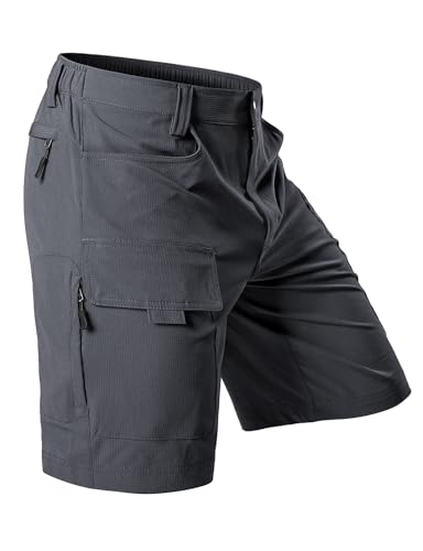 Hiauspor Men's Hiking Cargo Shorts 9"/10" Quick Dry Lightweight Waterproof for Golf Tactical Fishing Casual with 6 Pockets