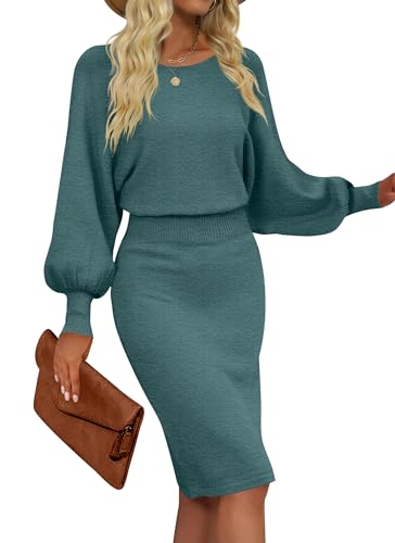 MIROL Long Puff Sleeve Ribbed Pullover
