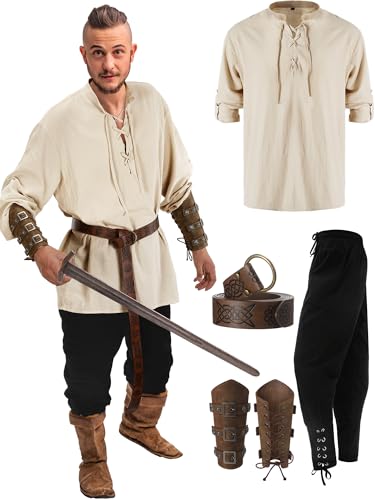 Jiuguva 4 Pcs Renaissance Costume Set