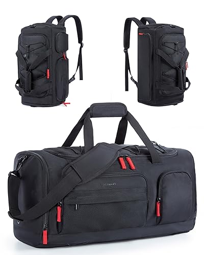 BAGSMART Gym Bag for Women & Men, 35L Sports Travel Duffel Bag with Shoe Laptop Compartment,Anti-Theft Carry On Weekender Bag for Airplane,Workout Overnight Backpack for Travel,Black