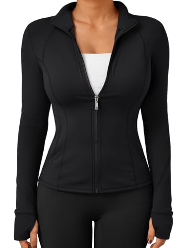 Trendy Queen Womens Lightweight Zip Up Jackets 2025 Athletic Hoodies Fall Gym Shirts Running Workout Clothes with Pocket