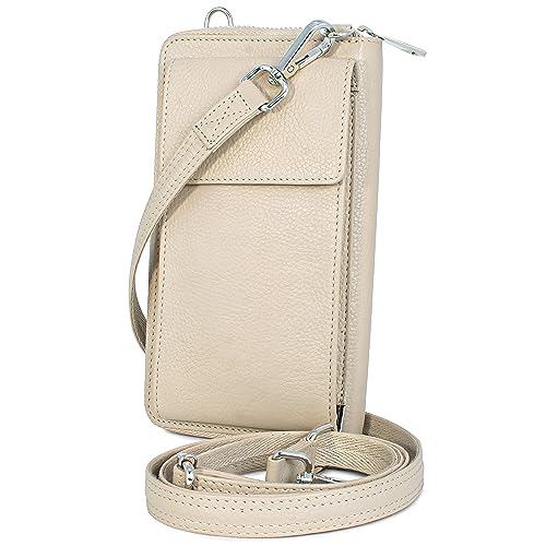 BULL GUARD Crossbody Leather Wallet Phone Purse, Anti Theft and RFID Blocking, Small Elegant Design for Travel