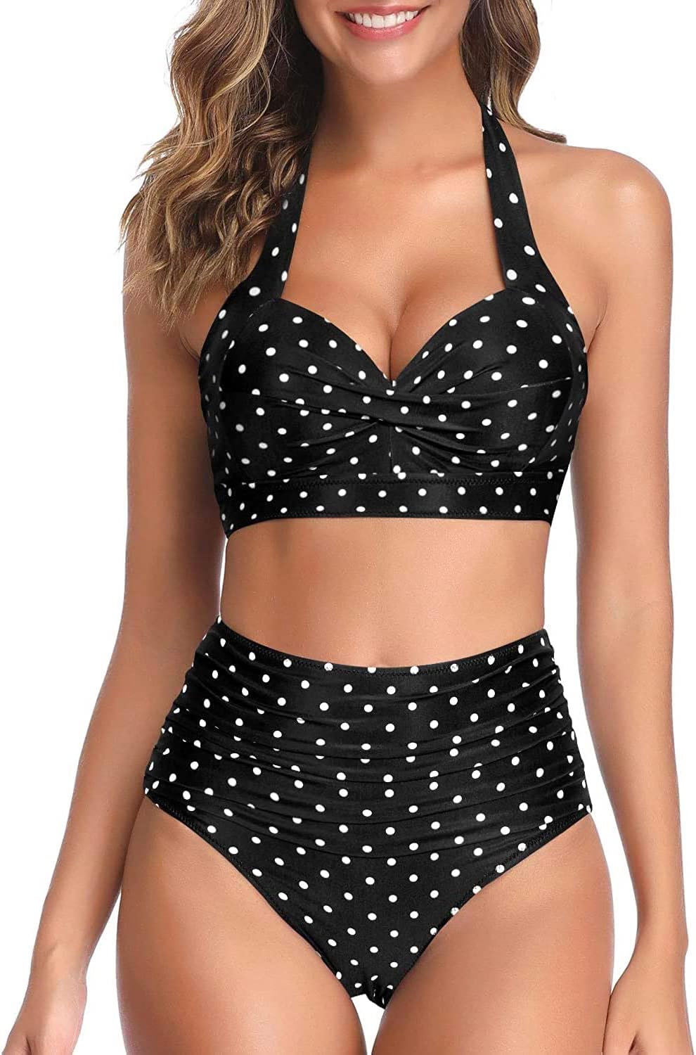 Tempt Me Women Two Piece Swimsuit (Black Little Dot)