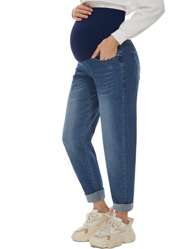 POSHGLAM Women's Maternity Jeans Over Belly Comfy Stretch