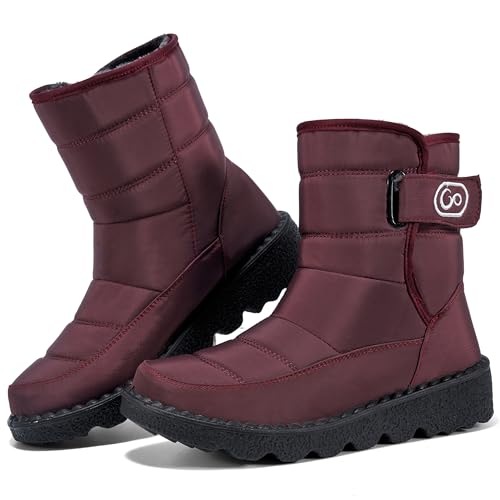 Ablanczoom Womens Winter Snow Boots With Warm Fur Lining Comfortable Booties Non Slip Waterproof Outdoor Shoes