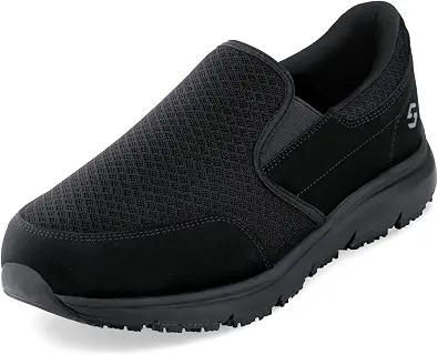 HISEA Slip Resistant Shoes for Men, Water & Oil Resistant, Breathable Comfortable Slip on Chef Men Work Shoes, Lightweight Walking Standing Shoes for Kitchen, Restaurant, Healthcare Workers
