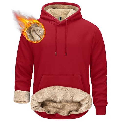 TACVASEN Men's Pullover Hoodie Thick Sherpa Lined