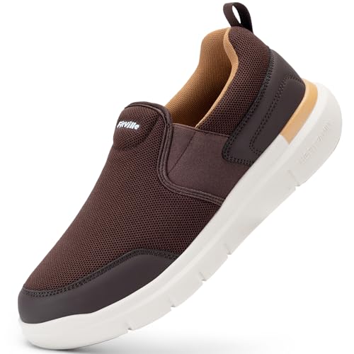 FitVille Men's Extra Wide Slip on Walking Shoes, Lightweight Non-Slip Breathable Casual Loafers for Standing All Day