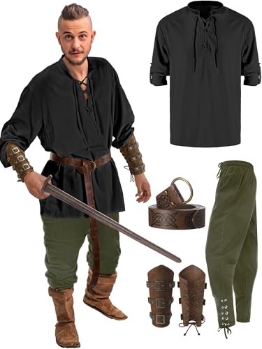 Jiuguva 4 Pcs Renaissance Costume Set