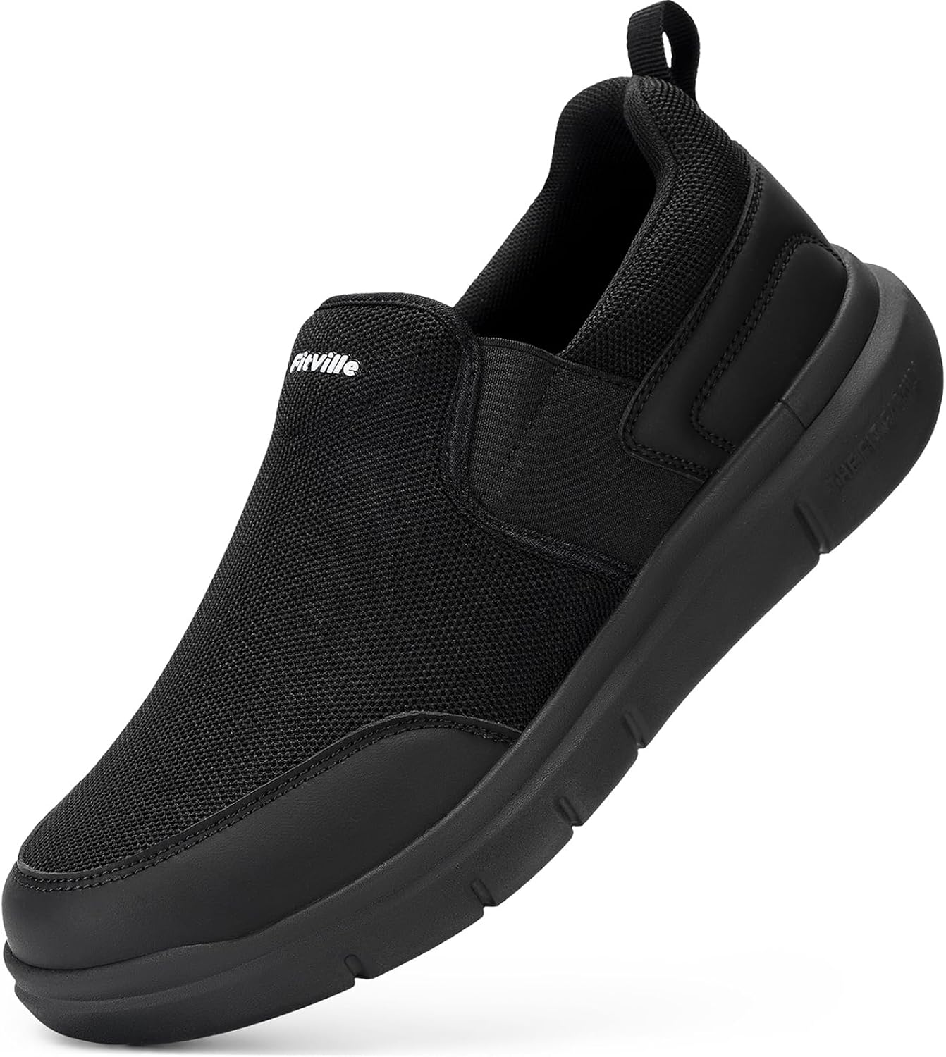 FitVille Men's Extra Wide Slip on Walking Shoes, Lightweight Non-Slip Breathable Casual Loafers for Standing All Day