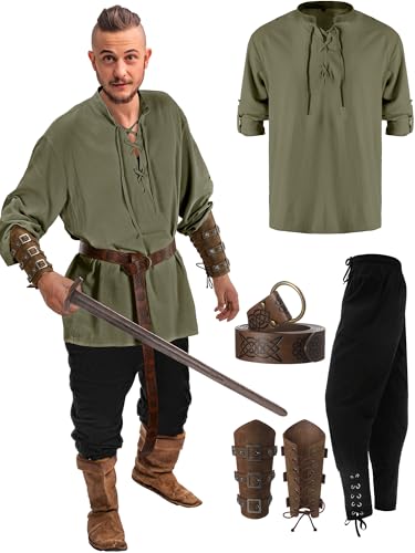 Jiuguva 4 Pcs Renaissance Costume Set