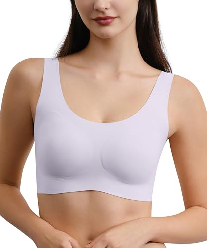 Seamless Bras for Women Full Coverage Wireless Bralette Widen Straps & Side, Comfortable Breathable Smooth Pull On Bras