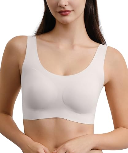 Seamless Bras for Women Full Coverage Wireless Bralette Widen Straps & Side, Comfortable Breathable Smooth Pull On Bras
