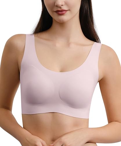 Seamless Bras for Women Full Coverage Wireless Bralette Widen Straps & Side, Comfortable Breathable Smooth Pull On Bras