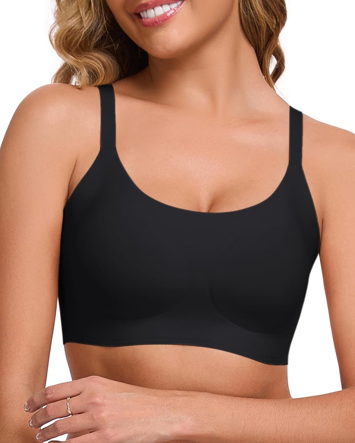 Ubras Seamless Bras Spaghetti Strap Pull On Bralette for Women Wireless Comfortable Breathable Smooth Everyday Sleep Bras