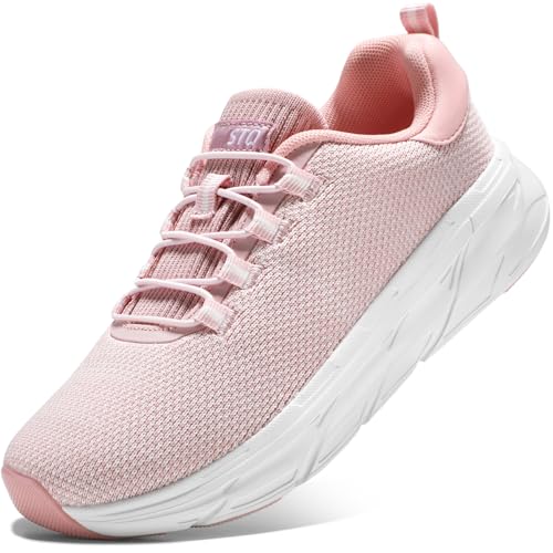 STQ Slip on Sneakers Women Orthopedic Walking Shoes for Plantar Fasciitis Relief Cushioned Sole Arch Support Breathable Non Slip Tennis Athletic Gym Workout Comfort Memory Foam Fashion Sneaker
