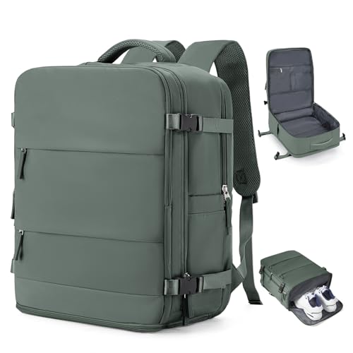 coowoz Large Travel Backpack Carry On for Women Man Waterproof Gym Backpacks Mochila de Viaje Teacher Travel Bag Essentials Personal Item Backpack Rucksack Airplane Accessories Must Haves Olive Green