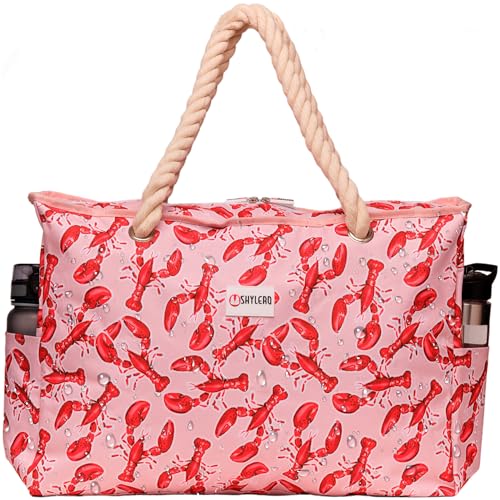 SHYLERO Beach Bag and Pool Bag. Has Airtight Pouch, Ton of Pockets. Beach Tote is Zippered, Water Resistant. Family Size