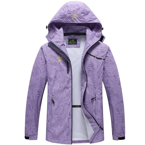 GIISAM Women's Waterproof Rain Jacket,Lightweight Windproof Full Zip Women's Packable Fall Raincoat Windbreaker with Hood