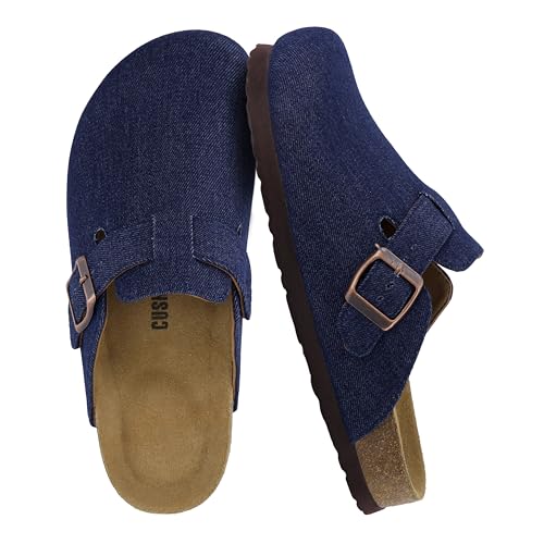 CUSHIONAIRE Hana Womens Clogs | Comfortable Vegan Suede Clogs for Women | Slip On Potato Shoes with Cork Footbed & Arch Support | Memory Foam, Wide Widths Available