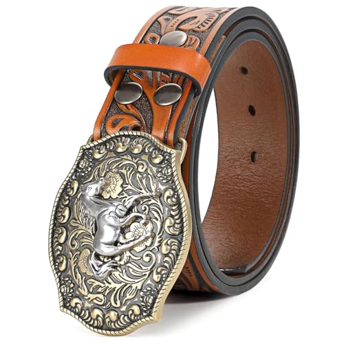 BELTROAD Western Leather Buckle Belt