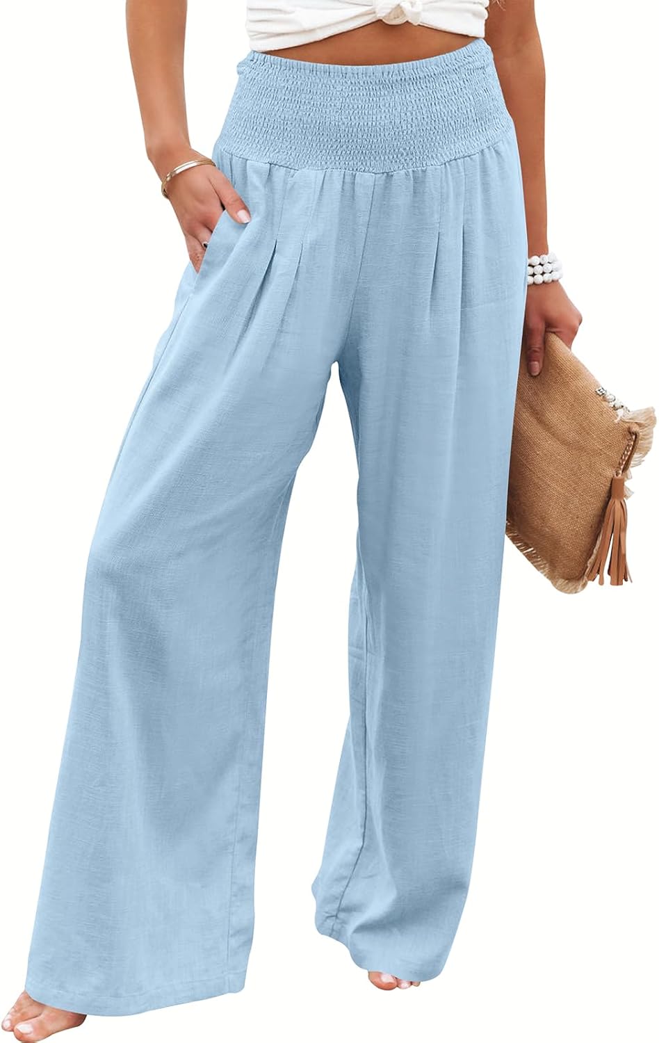 ANRABESS Linen Palazzo Pants