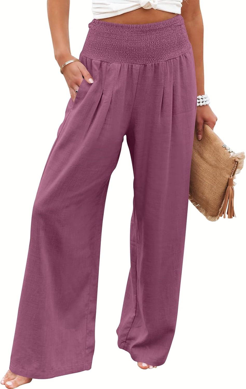 ANRABESS Linen Palazzo Pants