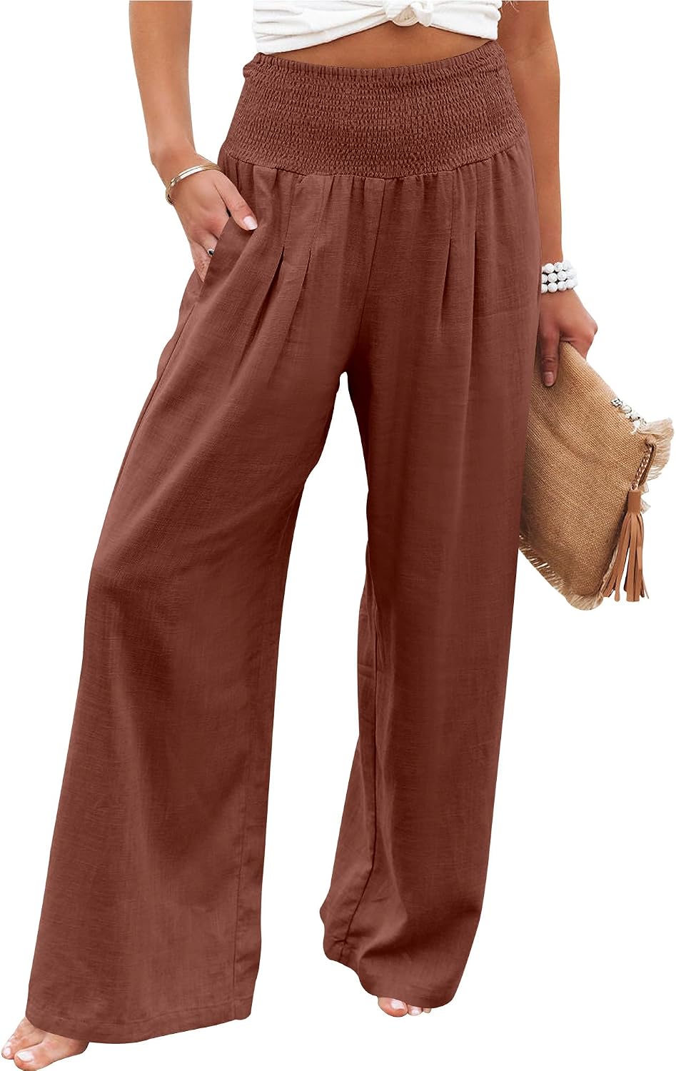 ANRABESS Linen Palazzo Pants