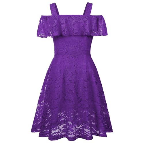 Girls Floral Lace Dress Easter Bridesmaid Vintage Formal Cocktail Party Swallowtail Swing Dresses 7-14 Years