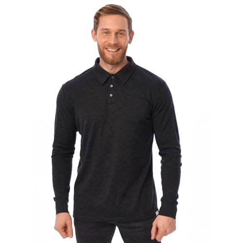Merino Wool Polo Shirt Men - Anti-Odor 100% Merino Wool Shirts for Men Short Sleeve and Long Sleeve Breathable Polo