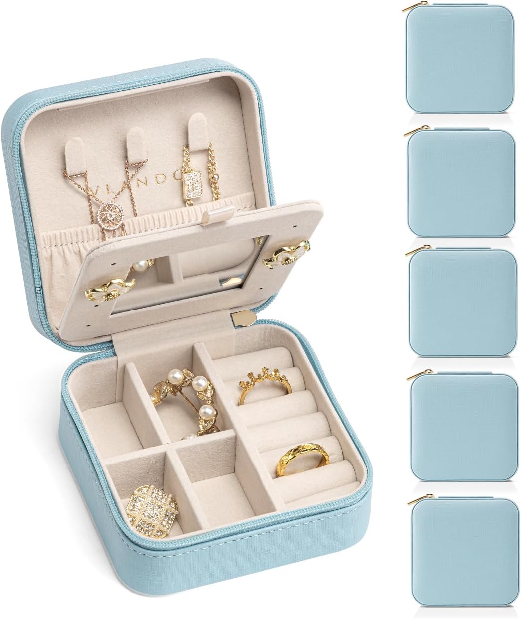Vlando Travel Jewelry Box (Blue Mirror)