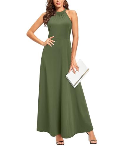 STYLEWORD Women's Summer 2025 Maxi Dress Floral Halter Neck
