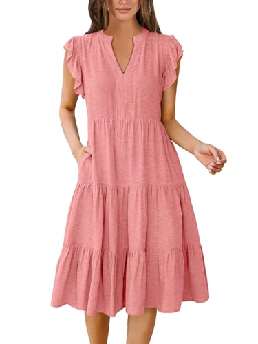 ANRABESS Ruffle Sleeve Tiered Midi