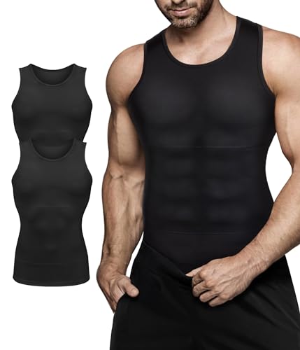 Mens Compression Shirt Slimming Body Shaper Vest Workout Tank Tops Abs Abdomen Undershirts