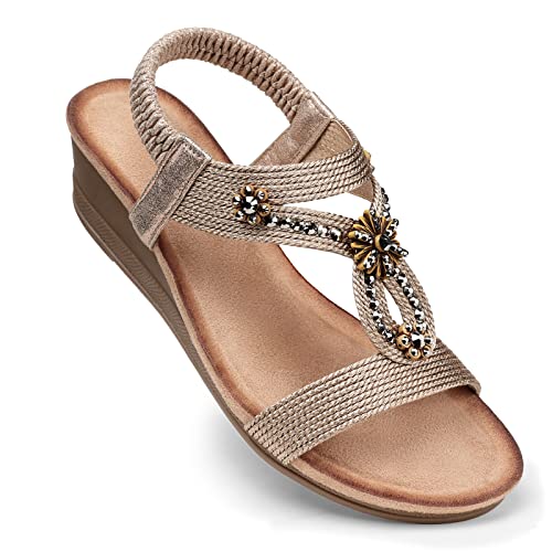 SHIBEVER Womens Wedge Sandals (Memory Foam)