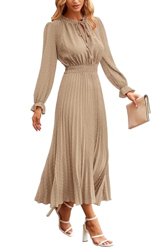 PRETTYGARDEN Swiss Dot Pleated Midi
