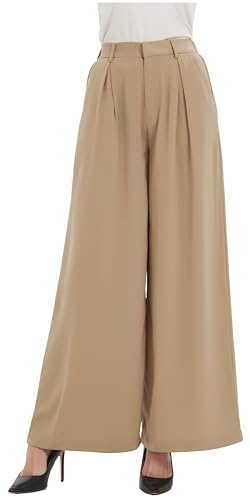 Tronjori Women High Waist Casual Wide Leg Long Palazzo Pants Trousers Regular Size