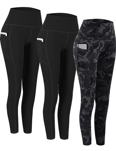 Fengbay 2 Pack High Waist Yoga Pants with Pockets, Tummy Control Workout Running Yoga Leggings for Women