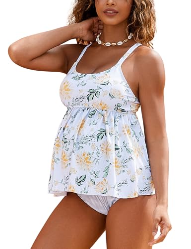 GINKANA Maternity Ruffle Hem Tankini Set