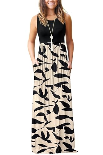 AUSELILY Women's Summer Sleeveless Loose Maxi Dress