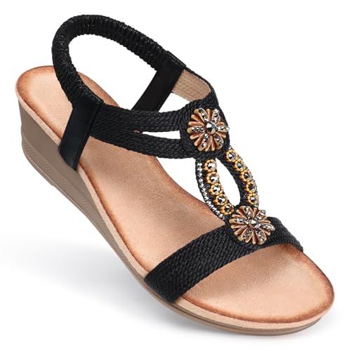 SHIBEVER Womens Wedge Sandals (Slip-On)