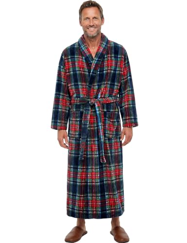 Alexander Del Rossa Mens Robe with Hood, Plush Fleece Hooded Mens Bathrobe, Big and Tall Bath Robes for Men