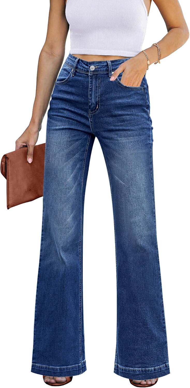 GRAPENT Womens Flare Jeans High Waisted Wide Leg