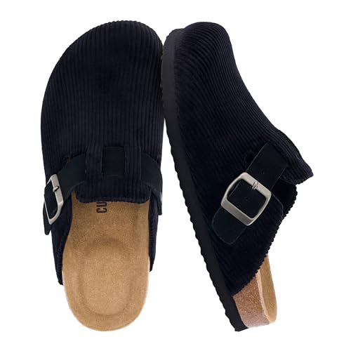 CUSHIONAIRE Hana Womens Clogs | Comfortable Vegan Suede Clogs for Women | Slip On Potato Shoes with Cork Footbed & Arch Support | Memory Foam, Wide Widths Available