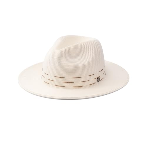 Pineapple&Star Sun Straw Fedora Beach Hat Fine Braid UPF50+ for Unisex