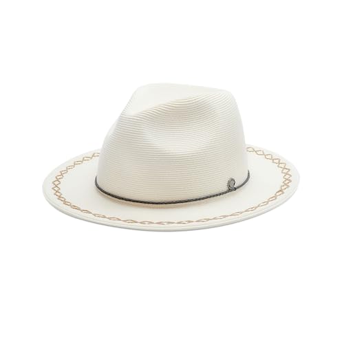 Pineapple&Star Sun Straw Fedora Beach Hat Fine Braid UPF50+ for Unisex